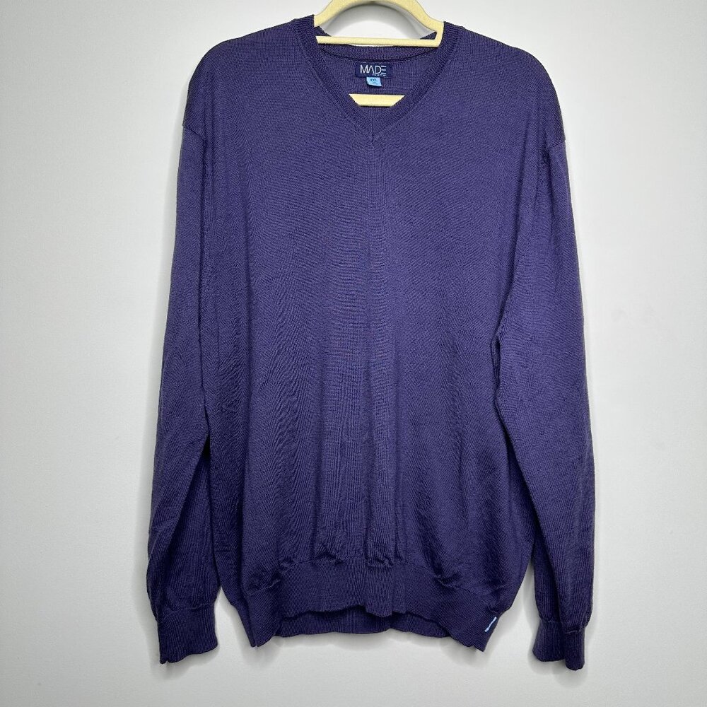 Made Cam Newton Long Sleeve Wool V Neck Sweater Men's XXL